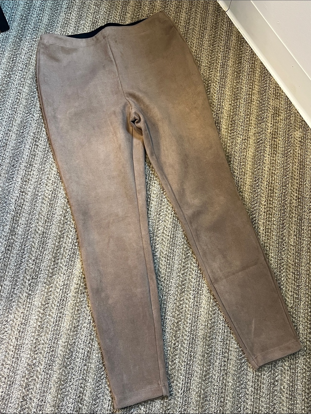 Taupe Suede-Look Leggings